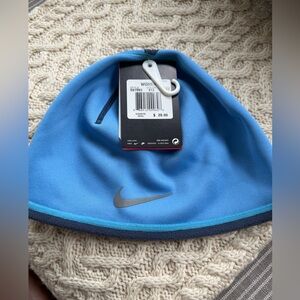 NWT Nike Blue running Beanie with Silver Logo